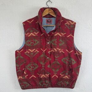 Cambridge Country Store Southwestern Geometric Print Puffer Vest Size M